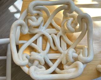 D166 - $50. Off White Interwoven Ceramic Bowl