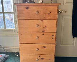 D43 - $40. Small Pine Dresser with 5 drawers.