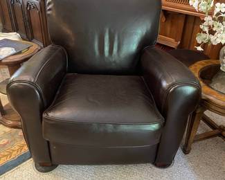 D13 - $225. Bradington Young Leather Chair. Measures 39" wide x 31" deep x 37" tall. Floor to seat is 19" tall.