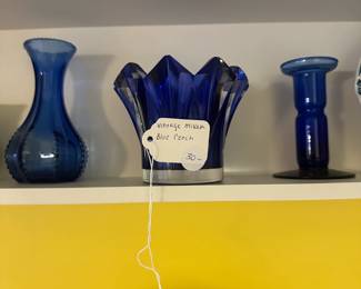 D161 - $30. Vintage Mikasa Blue Czech Vase.