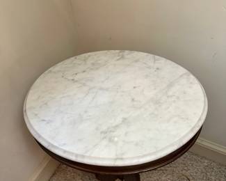 D28 - $95. Antique Marble Top Table. Measures 20" x16" x 29" tall. Marble appears to be in very good condition!