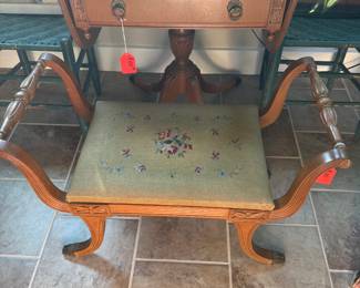 Needle point bench that matches table