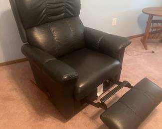 Navy blue leather recliner like new
