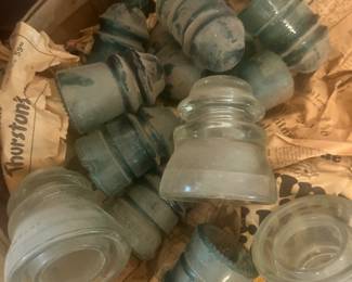 Vintage glass telephone insulators