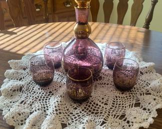 Beautiful purple and gold wine set from Vienna