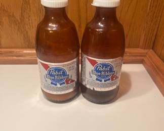 Pabst Blue Ribbon, salt, and pepper shakers