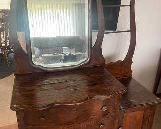 Vintage Dresser / Washstand Chest With Mirror Some veneer damage
