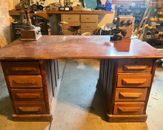 Large antique oak desk. Needs some TLC.