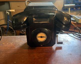 Vintage Strindberg Carlson black wall phone hand crank