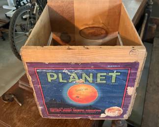 Selection of antique wood fruit crates