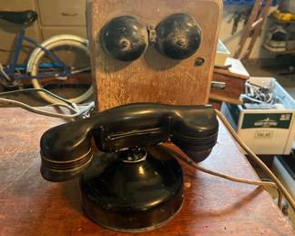 Vintage Strindberg Carlson Telephone wood wall mounted phone with desk handset