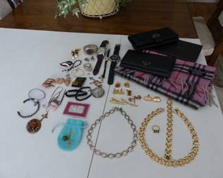 Fine & costume jewelry, Burberry scarf