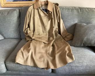 Men's Burberry tan trench coat.