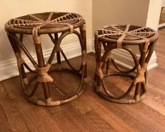 MCM rattan side tables - stands
