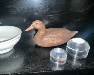 Wood carved duck