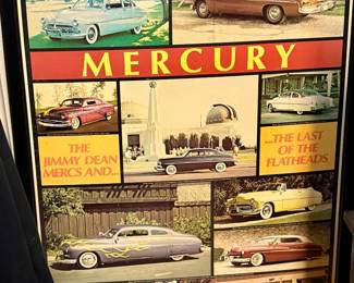 Framed poster of the 1949-1951 Mercury Eight, also known as the "Jimmy Dean Mercs"