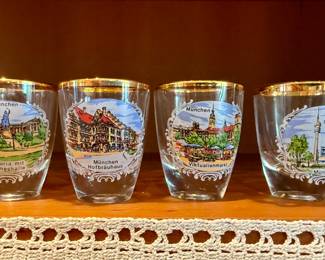 Vintage German shot glasses with gold rims