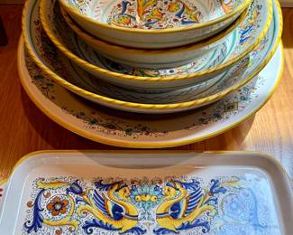 Large collection of Deruta and Meridiana Ceramiche dishware from Italy
