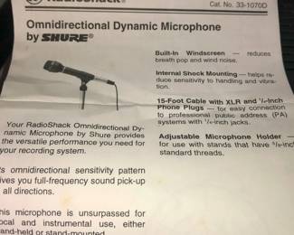 Radio Shack Omnidirectional Dynamic Microphone by SHURE