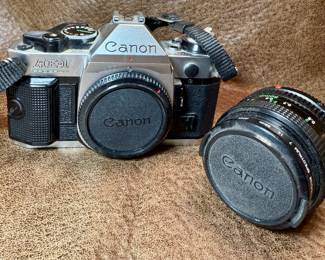 Canon AE1 35mm SLR film camera with a 50mm 1:1.8 lens