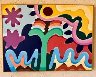 Framed abstract painting signed by Sherwin DeGraff 1982