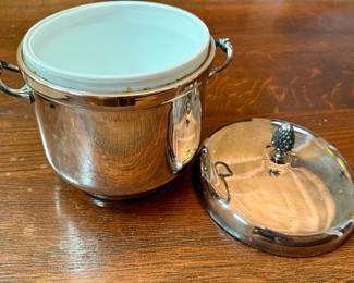 Sheffield silver plated ice bucket with ceramic insert