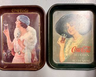 1970s metal Coca-Cola advertising serving trays