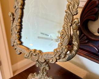 Vintage brass vanity mirror