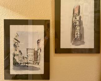 Framed watercolors of Firenze signed by P. Liciones - 57