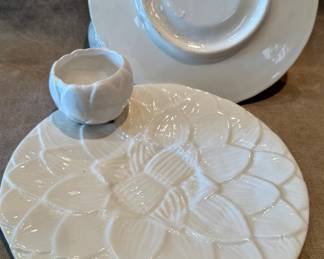 White Ironstone artichoke serving plates