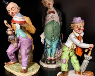 Napco and Lefton clown porcelain figurines