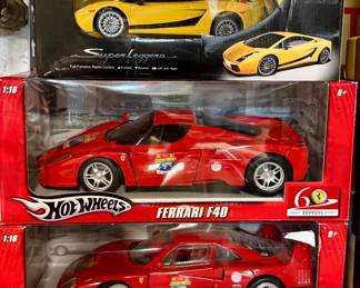Superleggera Lamborghini and Hot Wheels Ferrari model cars
