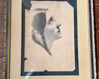 Framed 19th century charcoal drawing signed by G. Pennetti - 1894