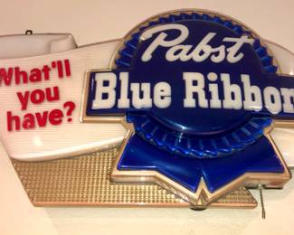 Vintage Pabst Blue Ribbon light-up bar sign (untested)