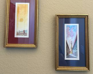 Small framed watercolors of Firenze signed by Aurelio
