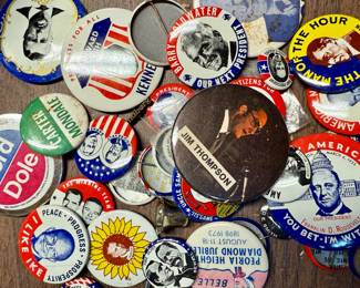 Assorted vintage political pins