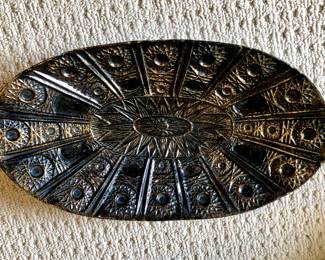 Glazed stamped pottery platter