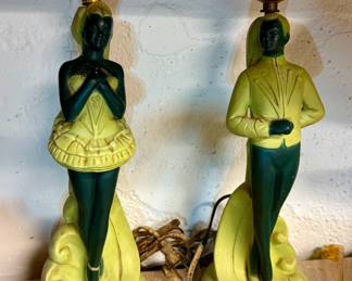 Chalkware Ballet Dancer Table Lamps