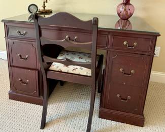 Vintage dark wood desk and chair