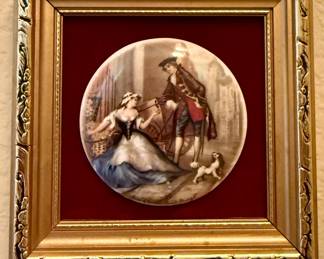 Vintage framed handmade ceramic miniature by Staffordshire Fine Ceramics