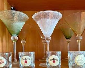 Frosted martini and shot glasses