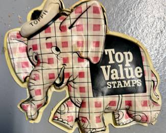 Vintage plastic Top Value Stamps "Toppie the Elephant" advertising sign