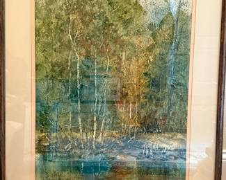 Framed watercolor landscape signed by Stan Dudek