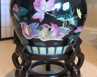 Hand painted Japanese bowl on pedestal