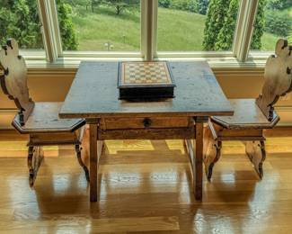 Vintage Italian Renaissance style game table and chairs