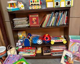 Vintage children's toys, books, games