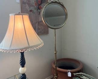 Mirrors, lamps, artwork and pottery