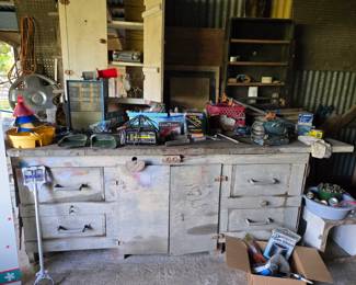 Misc including 'Chevrolet' radio, straight line tuner inside open cabinet; red horn (oooga?); green Hood scoops for Pontiac GTO # 9791143 RH and 9791144 LH