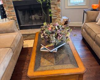 Slate top coffee table wood frame
