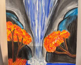  majestic, waterfall oil, and canvas
